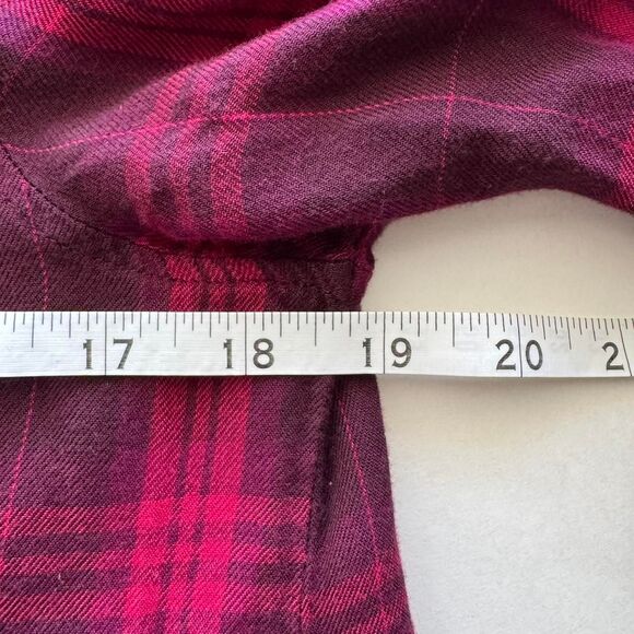 Banana Republic Women's Plaid Shirt Size Petite Medium Pink and Purple - Picture 4 of 5